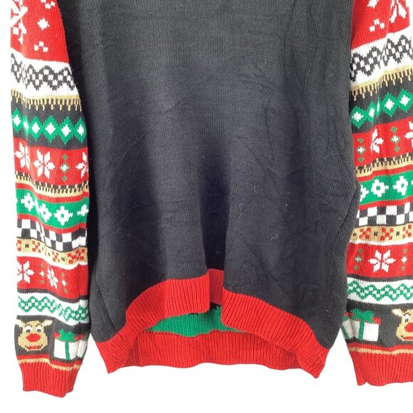 Santas Favorite Christmas Reindeer Sweater Size XXL Bells & Sequins Black Red - Picture 8 of 8